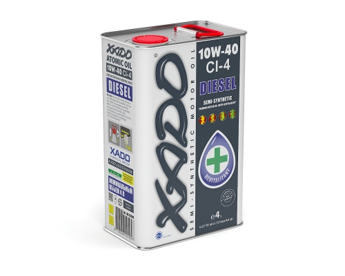 Напівсинтетична моторна олива 10W-40 CI-4 Diesel XADO Atomic Oil жерстяна банка 4 л Напівсинтетична моторна олива 10W-40 CI-4 Diesel XADO Atomic Oil жерстяна банка 4 л